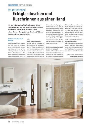 Die Unidrain Duschrinnensysteme - Alois Heiler GmbH