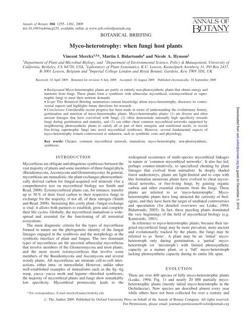 Myco-heterotrophy: when fungi host plants