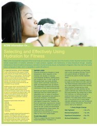 Selecting and Effectively Using Hydration for Fitness - American ...