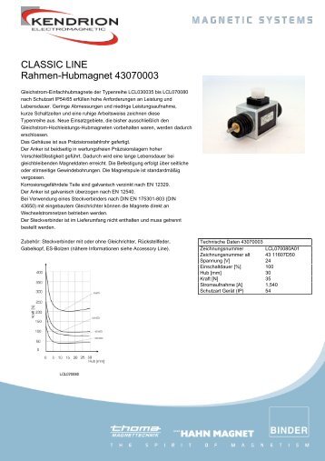 CLASSIC LINE Rahmen-Hubmagnet 43070003 - Kendrion