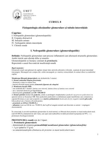 I. Nefropatiile glomerulare