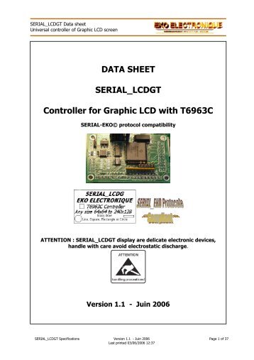 DATA SHEET SERIAL_LCDGT Controller for Graphic LCD with ...