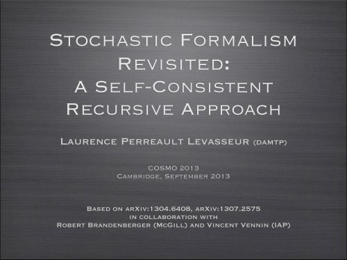 Stochastic formalism revisited: a self-consistent recursive approach