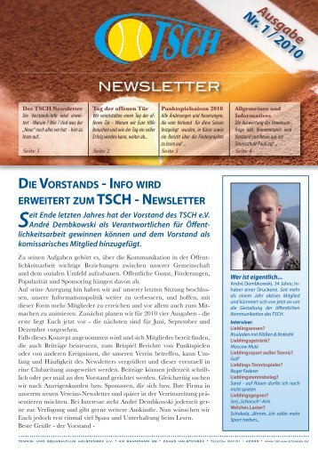 NEWSLETTER Seit Ende letzten Jahres hat der ... - TSC  Halstenbek