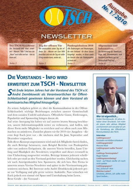 NEWSLETTER Seit Ende letzten Jahres hat der ... - TSC  Halstenbek