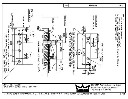 Dorma Model CP1000 Template Epivots Dorma Model CP1000 Template Epivots