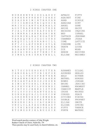 2 Kings Word Search Puzzles - Woodbine Church of Christ