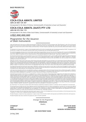 Base Prospectus - Coca-Cola Amatil