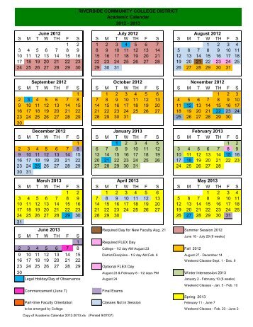 Academic Calendar 2012-2013. - Riverside Community College ...