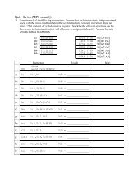 Quiz 1 Review (MIPS Assembly) 1. Examine each of the following ...