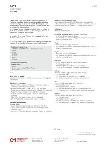 Mode d'emploi Glissières - Cendres Métaux