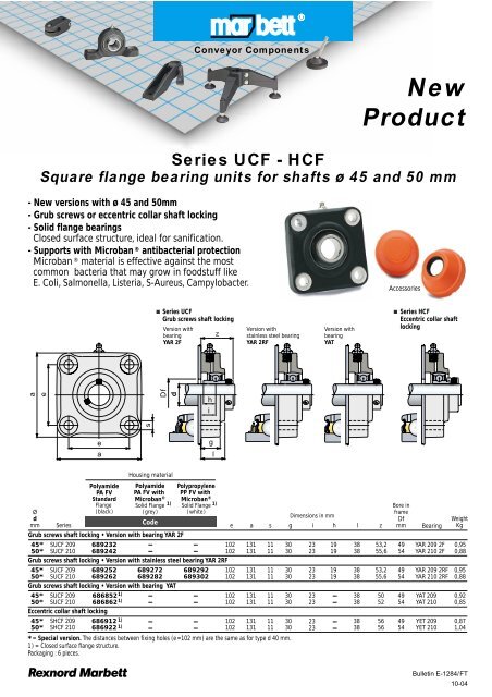 New Product Series UCF - HCF Square flange bearing units for ...