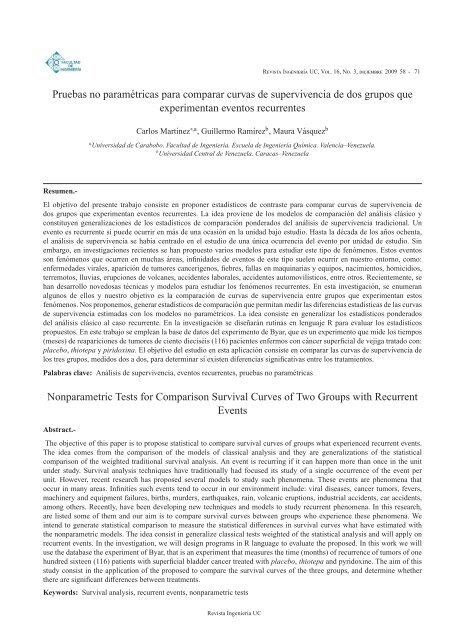 Pruebas no paramÃ©tricas para comparar curvas de supervivencia ...