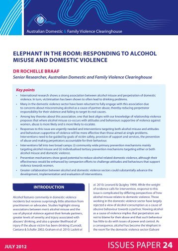 Elephant in the room: responding to alcohol misuse and domestic ...