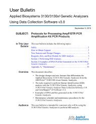 User Bulletin: Applied Biosystems 3130/3130xl Genetic Analyzers ...