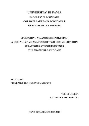 UNIVERSITA' DI PAVIA - Rivista di Diritto ed Economia dello Sport