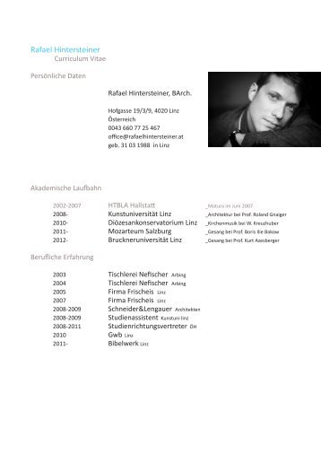 Curriculum Vitae - Architektur Rafael Hintersteiner