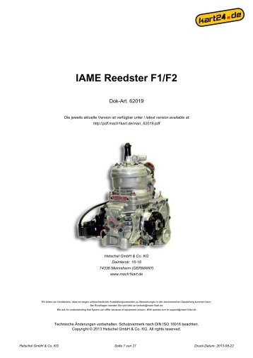IAME Reedster F1/F2 - Mach1 Kart