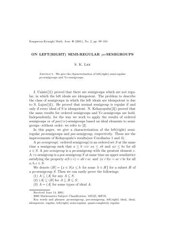 SEMI-REGULAR po-SEMIGROUPS SK Lee J. Calais([1])