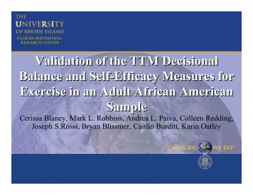 Validation of the TTM Decisional Balance and Self-Efficacy ...