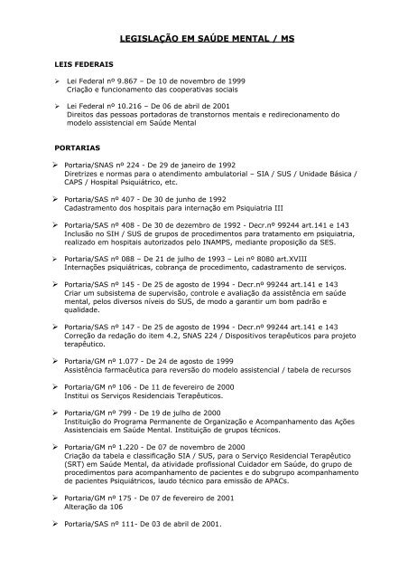 LegislaÃ§Ã£o em SaÃºde Mental - SAMU Fortaleza - ce