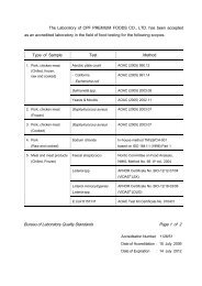 The Laboratory of CPF PREMIUM FOODS CO., LTD. has been ...