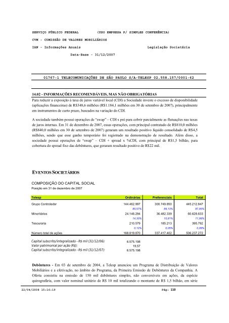 COMISSÃO DE VALORES MOBILIÁRIOS IAN ... - Telefônica