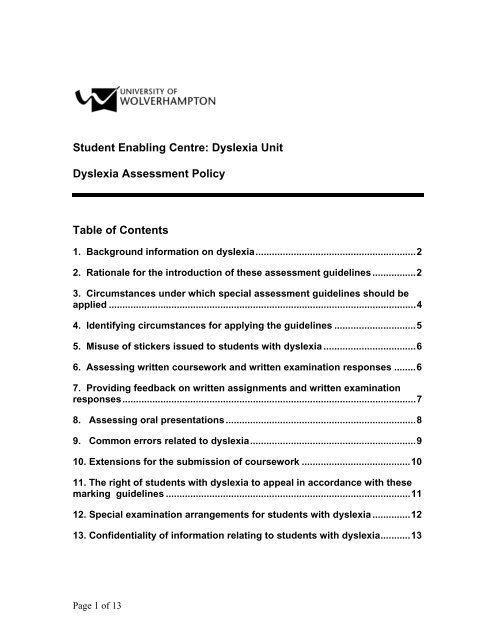 Guidelines for Marking the work of Students who - University of ...