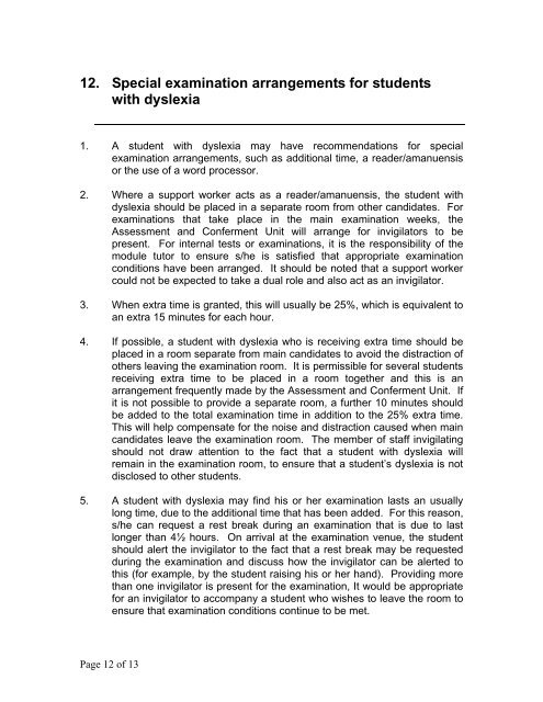 Guidelines for Marking the work of Students who - University of ...