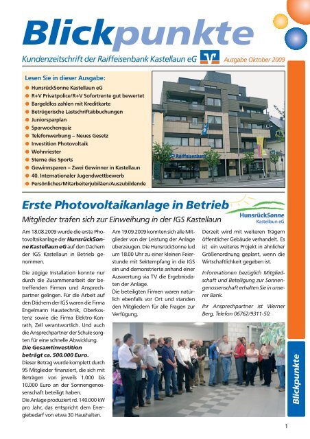 Blickpunkte Okt. 2009 - Raiffeisenbank Kastellaun eG