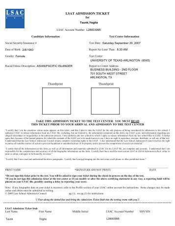 LSAT ADMISSION TICKET - RadGraphx