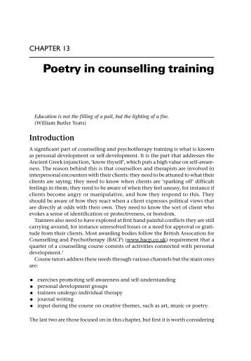 Poetry in counselling training