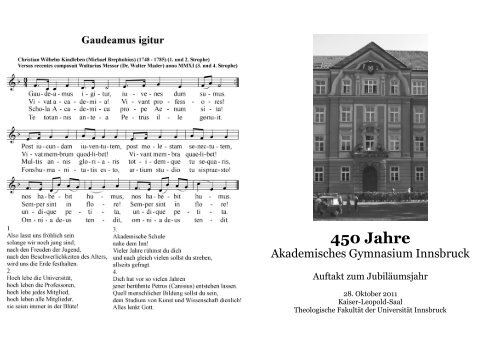 450 Jahre - Akademisches Gymnasium Innsbruck