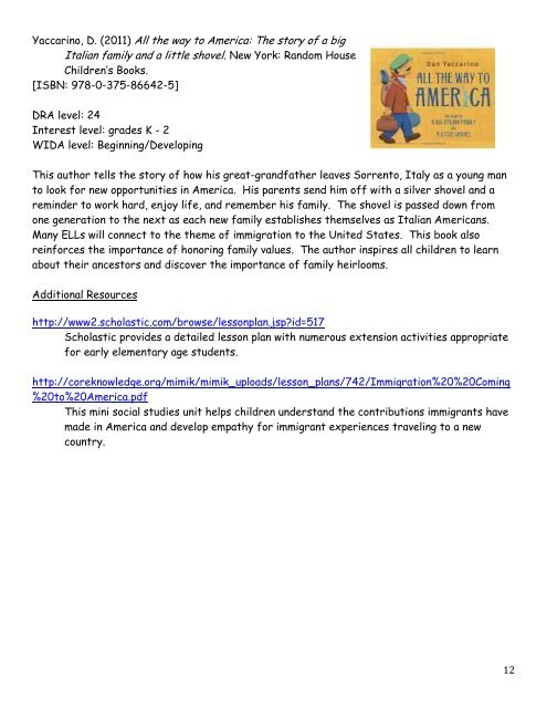 Italian Booklist by Heather Bruneau for Grades K-3.pdf - RITELL