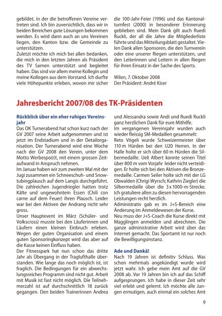 Mitteilungs blatt 5/2008 - TV Sarnen