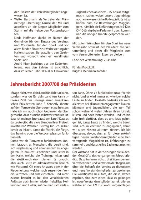 Mitteilungs blatt 5/2008 - TV Sarnen