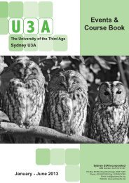 Course List 1st Semester 2013 - Sydney U3A