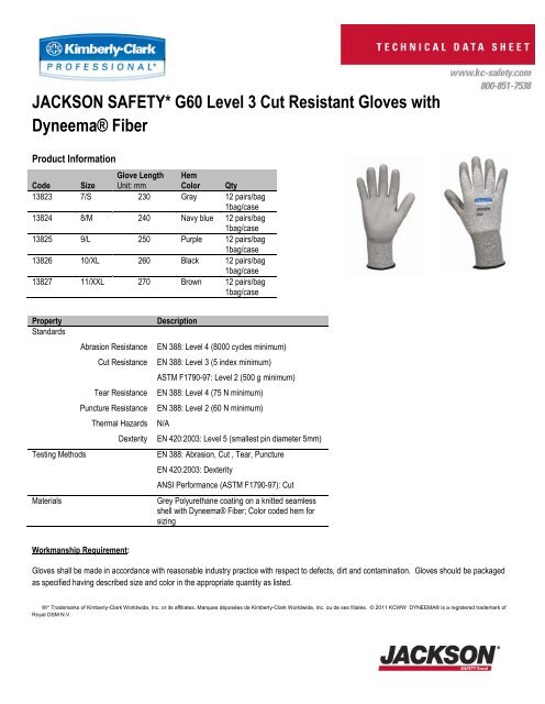 JACKSON SAFETY* G60 Level 3 Cut Resistant Gloves with ...