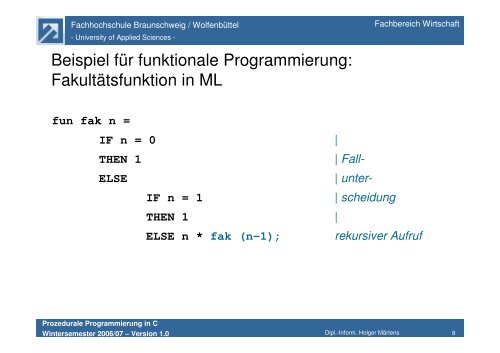Prozedurale Programmierung in C - Public.fh-wolfenbuettel.de