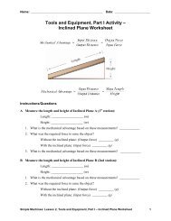 Inclined Plane Worksheet – Answer Key - Teach Engineering