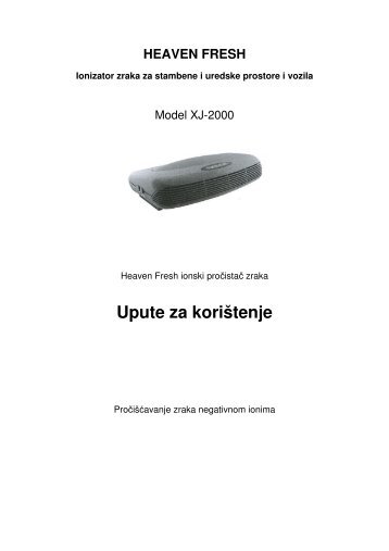 Upute za upotrebu i održavanje Heaven Fresh XJ-2000 (pdf, 451 kB)