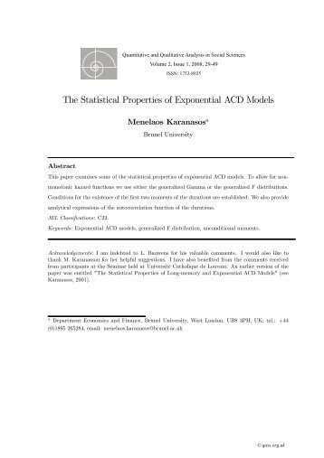 The Statistical Properties of Exponential ACD Models