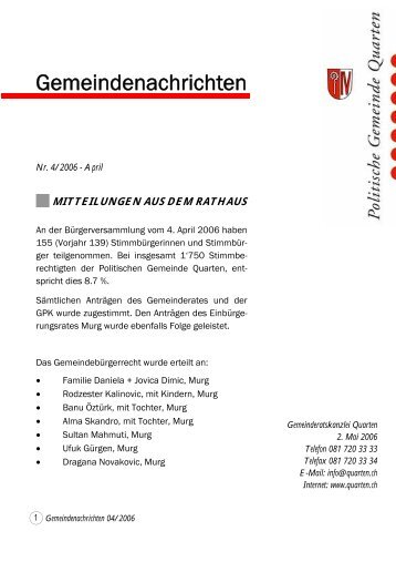 Gemeindenachrichten - Gemeinde Quarten