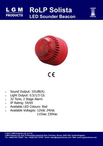 RoLP Solista LED Sounder Beacon - LGM Products Ltd