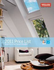 2011 Price List - Skylights | SUN TUNNELS - Velux