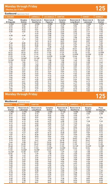 Line 125 -- Metro Local - El Segundo - Norwalk Station via ...