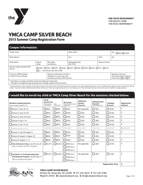 YMCA CAMp Silver BeACh