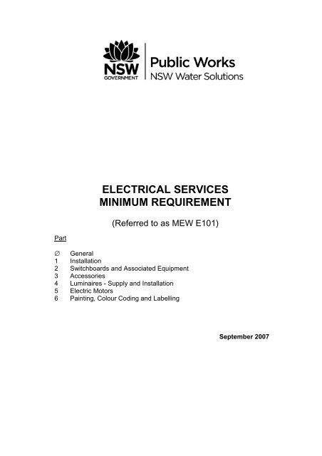 electrical services minimum requirement - NSW Public Works