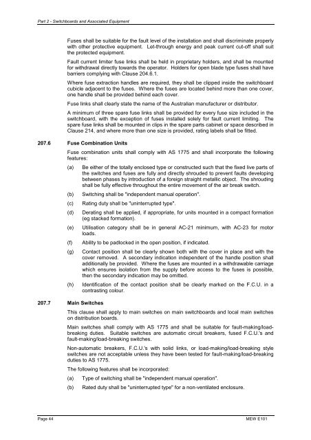 electrical services minimum requirement - NSW Public Works