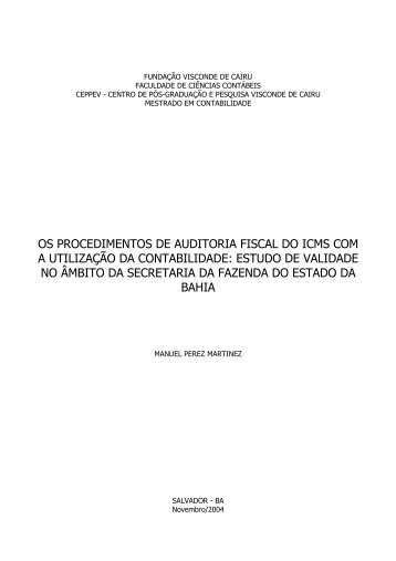 os procedimentos de auditoria fiscal do icms com a ... - Sefaz Net